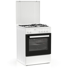 Thermogatz TGS 3501 WH Κουζίνα Μικτή 60cm με Ηλεκτρικό Φούρνο 56Lt & Εστίες Αερίου + Ρεύματος