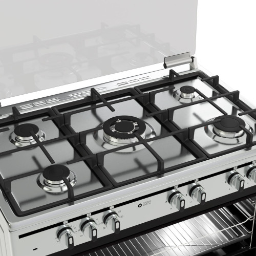 Thermogatz TGS 7301 IX TURBO Κουζίνα Μικτή 90cm Inox με 5 Εστίες Αερίου & Ηλεκτρικό Φούρνο 95Lt Thermogatz TGS 7301 IX TURBO Κουζίνα Μικτή 90cm Inox με 5 Εστίες Αερίου & Ηλεκτρικό Φούρνο 95Lt