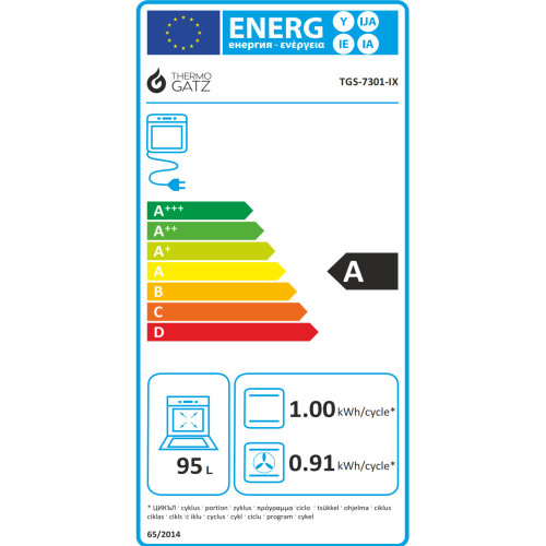 Thermogatz TGS 7301 IX TURBO Κουζίνα Μικτή 90cm Inox με 5 Εστίες Αερίου & Ηλεκτρικό Φούρνο 95Lt Thermogatz TGS 7301 IX TURBO Κουζίνα Μικτή 90cm Inox με 5 Εστίες Αερίου & Ηλεκτρικό Φούρνο 95Lt