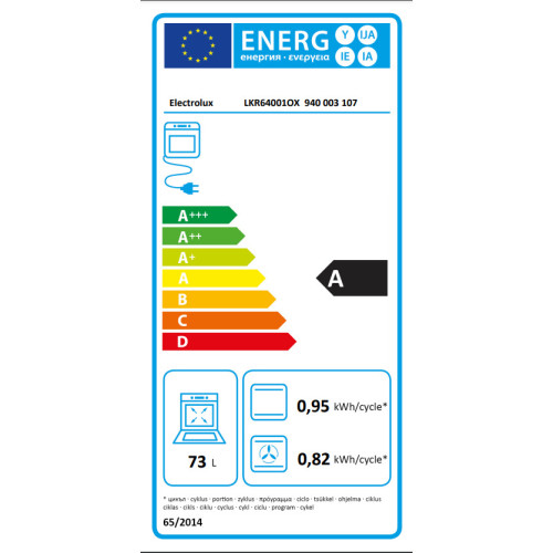 Electrolux LKR64001OX Κουζίνα 73lt με Κεραμικές Εστίες Π59.6εκ. Inox Electrolux LKR64001OX Κουζίνα 73lt με Κεραμικές Εστίες Π59.6εκ. Inox