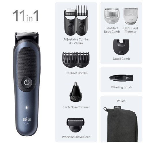 Braun AIO7540 All-in-One Κοπτική Μηχανή Προσώπου & Σώματος 11 σε 1 Blue Braun AIO7540 All-in-One Κοπτική Μηχανή Προσώπου & Σώματος 11 σε 1 Blue