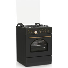 Thermogatz TGS 4310 ANTH TURBO Κουζίνα Μικτή Rustic Anthracite με Ηλεκτρικό Φούρνο 60Lt και 4 Εστίες Αερίου
