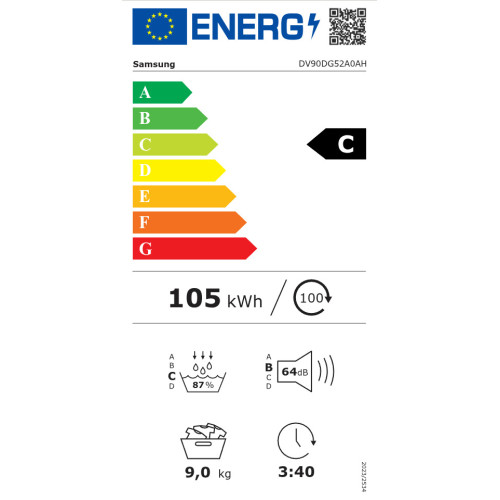 SAMSUNG DV90DG52A0AHLE Στεγνωτήριο 9kg White | Heat Pump & SmartThings SAMSUNG DV90DG52A0AHLE Στεγνωτήριο 9kg White | Heat Pump & SmartThings