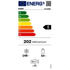 ROBIN RT-235NF Ψυγειοκαταψύκτης 202Lt No Frost Λευκός Inverter 147cm ROBIN RT-235NF Ψυγειοκαταψύκτης 202Lt No Frost Λευκός Inverter 147cm