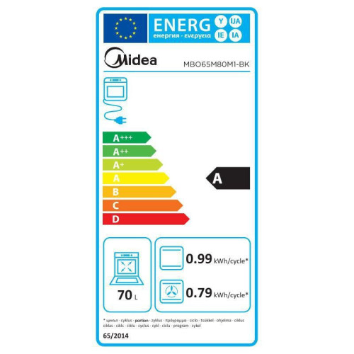 MIDEA MBO65M80M1-BK Εντοιχιζόμενος Φούρνος 70L Μαύρος MIDEA MBO65M80M1-BK Εντοιχιζόμενος Φούρνος 70L Μαύρος