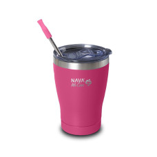 Θερμός ποτήρι με ανοξείδωτο καλαμάκι We Care magenta 360ml Nava
