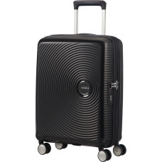 American Tourister Soundbox Spinner Expandable Βαλίτσα Ταξιδίου Καμπίνας Σκληρή Μαύρη με 4 Ρόδες Ύψους 55εκ.