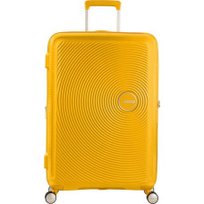 American Tourister Soundbox Spinner 4 Βαλίτσα Ταξιδίου Καμπίνας Σκληρή Κίτρινη με 4 Ρόδες Ύψους 55εκ.