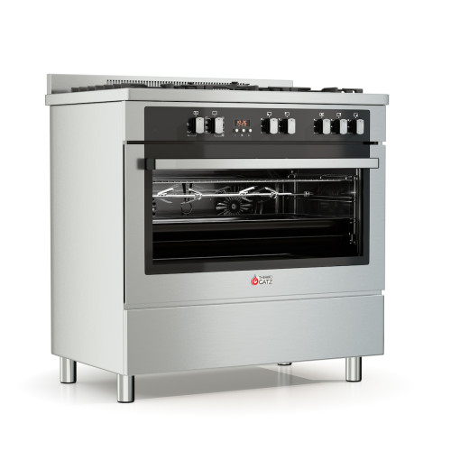 Thermogatz TGS PRO 2030 IX Κουζίνα Μικτή 90cm Inox με Ηλεκτρικό Φούρνο 98Lt & 5 Εστίες Αερίου Thermogatz TGS PRO 2030 IX Κουζίνα Μικτή 90cm Inox με Ηλεκτρικό Φούρνο 98Lt & 5 Εστίες Αερίου