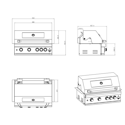 BBQ Υγραερίου Thermogatz TGH-BI-B4-G 4+1 Καυστήρες 19,3kW Εντοιχιζόμενο INOX 304 BBQ Υγραερίου Thermogatz TGH-BI-B4-G 4+1 Καυστήρες 19,3kW Εντοιχιζόμενο INOX 304