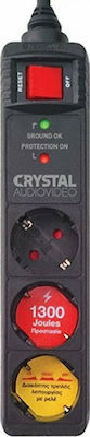 Crystal Audio CP3-1300-70 Πολύπριζο Ασφαλείας 3 Θέσεων με Διακόπτη και Καλώδιο 1.5m